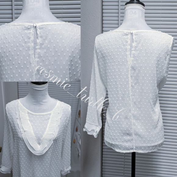 New BOHO Ruffled Swiss Dot Sheer Lace Top … - Picture 9 of 11